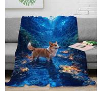 WXLWHR Manta De Franela Corgi, Manta para Sofá con Diseño De Dreamy Valle, Súper Suave Y Cálida para Niños, Adultos 60x80inch(150x200cm)