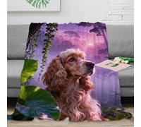 WXLWHR Manta De Franela English Cocker Spaniel, Manta para Sofá con Diseño De Bosque, Súper Suave Y Cálida para Dormitorio, Sofá, Campamento 80x90inch(200x230cm)