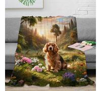 WXLWHR Manta De Franela English Cocker Spaniel, Manta para Sofá con Diseño De Sunset Valle, Súper Suave Y Cálida Adecuado para Sala De Estar O Sofá 80x90inch(200x230cm)
