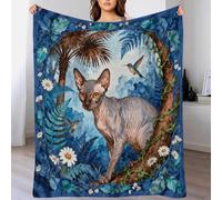 WXLWHR Manta De Franela Gato Esfinge, Manta De Jungla Secreta para Sofá Y Cama, Súper Suave Y Cálida para Viajes, Avión, Coche 80x90inch(200x230cm)
