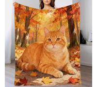 WXLWHR Manta De Franela Gato Naranja, Manta De Bosque de Arces para Sofá Y Cama, Muy Suave Y Cálida para Niños, Adultos 80x90inch(200x230cm)