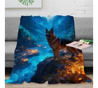 WXLWHR Manta De Franela Pastor Alemán, Manta para Sofá con Diseño De Starry Valle, Suave Y Esponjoso para Cama, Sofá, Sala De Estar, 70x80inch(180x200cm)