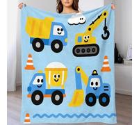 WXLWHR Manta De Franela Vehículo de Construcción Cartoon, Manta De Amarillo y Azul para Sofá Y Cama, Mullida Suaves Y Cálidas para Mujeres, Adultos, Niños Y Niñas, 60x80inch(150x200cm)