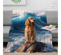 WXLWHR Manta Franela English Cocker Spaniel, Manta De Arrecife de Olas para Sofá Y Cama, Suave Y Esponjosa para Mujeres, Adultos, Niños Y Niñas, 60x80inch(150x200cm)