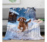 WXLWHR Manta Franela English Cocker Spaniel, Manta De Cabaña Nevada para Sofá Y Cama, Suave Y Esponjosa para Cama, Sofá, Sala De Estar, 70x80inch(180x200cm)