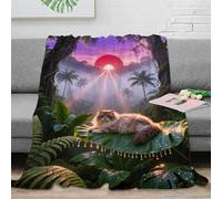 WXLWHR Manta Franela Gato Persa, Manta De Jungla al Atardecer para Sofá Y Cama, Acogedora, Esponjosa para Cama, Sofá, Sala De Estar, 40x50inch(100x130cm)