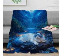 WXLWHR Manta Franela Gato Ragdoll, Manta De Starry Valle para Sofá Y Cama, Suave Y Esponjosa para Sofá, Dormitorio, Cama, 70x80inch(180x200cm)