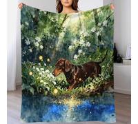 WXLWHR Manta Perro Salchicha De Franela, Manta De Bosque Denso para Sofá Y Cama, Suave Y Esponjosa para Niñas, Niños, Adultos, 40x50inch(100x130cm)