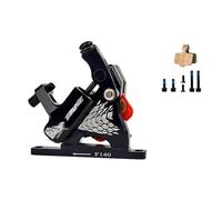 WxMTykx Juego Pinzas Freno Disco Hidráulico para Bicicleta Carretera, Freno Bicicleta Aleación Aluminio Montaje Plano Activado por Cable para Rotor 140mm/160mm(Black,Front)