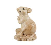 WXMYOZR Figuras del Zodiaco Chino, Figuras de Feng Shui talladas a Mano en Madera de melocotonero: coleccionables para Adultos, decoración de Feng Shui para el hogar y la Oficina,Rat
