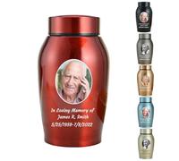 WXMYOZR Foto Personalizado pequeñas urnas para Cenizas humanas, Mini urnas para Cenizas humanas Personalizables, Acero Inoxidable Memorial Keepsake cremación urnas miniurnas,Rojo