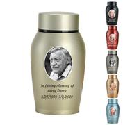WXMYOZR Foto Personalizado pequeñas urnas para Cenizas humanas, Mini urnas para Cenizas humanas Personalizables, Acero Inoxidable Memorial Keepsake cremación urnas miniurnas,Frosted Gold