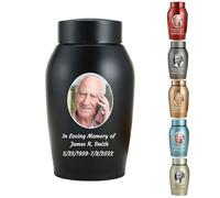 WXMYOZR Foto Personalizado pequeñas urnas para Cenizas humanas, Mini urnas para Cenizas humanas Personalizables, Acero Inoxidable Memorial Keepsake cremación urnas miniurnas,Negro