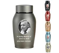 WXMYOZR Foto Personalizado pequeñas urnas para Cenizas humanas, Mini urnas para Cenizas humanas Personalizables, Acero Inoxidable Memorial Keepsake cremación urnas miniurnas,Gris