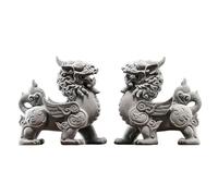 WXMYOZR Par de estatuas Chinas Feng Shui PiXiu/PiYao, Adornos PiXiu de Piedra Arenisca, Figura de Prosperidad y Riqueza para Oficina en casa