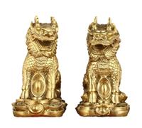 WXMYOZR Un par de estatuas de Feng Shui Chi-Lin/Kylin, estatuilla de Prosperidad de Riqueza de Unicornio Chino Kirin de latón para la Oficina en el hogar atrae Riqueza y Buena Suerte,Little