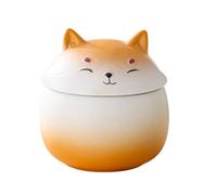 WXMYOZR Urna de cerámica para Cenizas de Perro Shiba Inu - Urna para Cenizas de Perro Shiba Inu - Urnas funerarias para Perros,Naranja