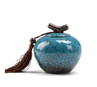 WXMYOZR Urna de cremación pequeña para Cenizas humanas, urnas funerarias personales para Compartir Mascotas de cerámica adecuadas para 25 Pulgadas cúbicas de Cenizas,Azul