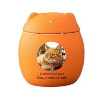 WXMYOZR Urnas de Mascotas para Cenizas de Gatos - Urna de Gato Personalizada para Cenizas Urna de cerámica en Forma de Gato Urnas de cremación de Mascotas Cat Memorial Urnas,Naranja,Big