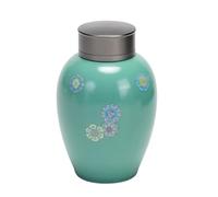WXMYOZR Urnas Medianas para Cenizas Humanas Remoleras, 5 Pulgadas Flores Verdes Pintadas A Mano Urnas De Cerámica para Cenizas Adultos Hombre Adulta Mom Dad Memorial Memorial Cremación Urnas