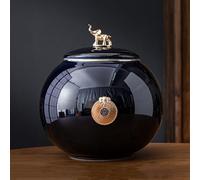 WXMYOZR Urnas Medianas para Cenizas Humanas, Urna Elefante Urna de Cerámica Artesanal para Cenizas Adulto Hombre Mujer Recuerdo de Cremación,Dark Blue,Little