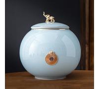 WXMYOZR Urnas Medianas para Cenizas Humanas, Urna Elefante Urna de Cerámica Artesanal para Cenizas Adulto Hombre Mujer Recuerdo de Cremación,Light Blue,Little