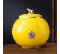 WXMYOZR Urnas Medianas para Cenizas Humanas, Urna Elefante Urna de Cerámica Artesanal para Cenizas Adulto Hombre Mujer Recuerdo de Cremación,Amarillo,Big