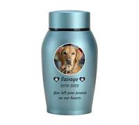 WXMYOZR Urnas para Cenizas de Perro Personalizadas, Urnas para Mascotas para Cenizas de Perros, Urnas de cremación de Acero Inoxidable Urnas conmemorativas para Perros,Azul,Big