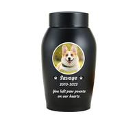 WXMYOZR Urnas para Cenizas de Perro Personalizadas, Urnas para Mascotas para Cenizas de Perros, Urnas de cremación de Acero Inoxidable Urnas conmemorativas para Perros,Negro,Little