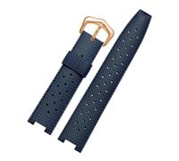 WXOSET Compatible con la correa de goma de la serie PASHA 20 * 10mm 20 * 12mm 20 * 15mm correa hueca pulsera accesorios de reloj for hombre(Blue rose gold,22-15mm)