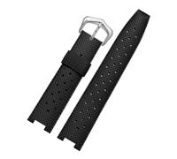 WXOSET Compatible con la correa de goma de la serie PASHA 20 * 10mm 20 * 12mm 20 * 15mm correa hueca pulsera accesorios de reloj for hombre(Black silve rbuckle,20-12mm)