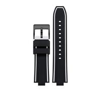 WXOSET Compatible con ORIS correa de silicona for buceo pulsera convexa AQUIS 7730 7740 Water Ghost pulsera deportiva de goma de 24x11mm 24x12mm for hombre(White line-black,24mm-11mm)