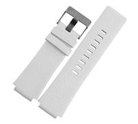 WXOSET Correa de cuero convexa de 30 x 22 mm compatible con DZ1089, DZ1123, DZ1132 Correa de repuesto, negro marrón, blanco(White-black clasp,28X20mm)