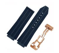 WXOSET Correa de goma de silicona de 25x19mm Compatible con Hublot Dabang, correa negra for hombre con hebilla de mariposa, accesorios for reloj(A blue-RD buckle)
