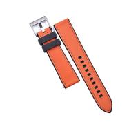 WXOSET Correa de reloj de cuero híbrido resistente al agua, de liberación rápida, de caucho fluorado, for buceo, pulseras de 20 mm y 22 mm(Black-Orange 1,22mm)