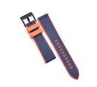 WXOSET Correa de reloj de cuero híbrido resistente al agua, de liberación rápida, de caucho fluorado, for buceo, pulseras de 20 mm y 22 mm(Orange-Blue 2,20mm)