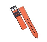 WXOSET Correa de reloj de cuero híbrido resistente al agua, de liberación rápida, de caucho fluorado, for buceo, pulseras de 20 mm y 22 mm(Black-Orange 2,20mm)