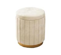 WXPGFEQ Modern Velvet Round Ottoman Stool - Upholstered Storage Vanity Stool for Bedroom Luxurious Home Decor Padded Seat for Shoe Changing Stylish Accent Furniture