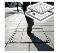 WXPGFEQ Tapa de alcantarilla Cuadrada empotrada Invisible de 21x21 Pulgadas, Montaje en F, Tapa de inspección metálica para adoquines, Cubierta con e para Uso en Exteriores e Interiores, a