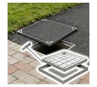 WXPGFEQ Tapa empotrada para Tanque séptico, Tapa de alcantarilla Cuadrada Invisible de Acero Inoxidable para entradas de vehículos, 21x21 Pulgadas, Segura para peatones.