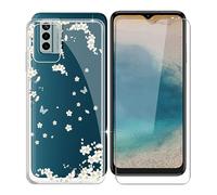WXPPJ Funda para Nokia G22 (6.5"), Transparente Original Protectora Carcasa Anticolisión Suave Silicona TPU Case + 1 Piezas Protector De Pantalla para Nokia G22 - Gardenia