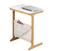 WXPXYBF Mesita de Noche médica, Mesa de TV Moderna de bambú Ajustable, con Bolsa de Almacenamiento móvil, Escritorio para computadora portátil en Forma de C, Mesa de café Multifuncional, Mesa de sofá