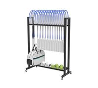 WXPXYBF Soporte de pie para Raquetas de Tenis, Estante de Hierro para Equipos Deportivos con Ruedas, Organizador portátil de bádminton para Gimnasio, Garaje o Club, Expositor Que Ahorra Espacio.