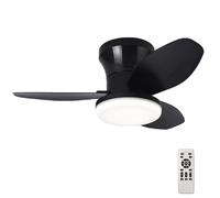 WXPXYBF Ventilador de Techo empotrable de 65 cm con luz, Mando a Distancia, 3 aspas, LED Regulable, Reversible, silencioso para Dormitorio y Sala de Estar.