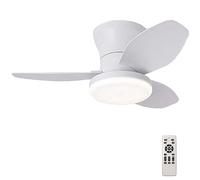 WXPXYBF Ventilador de Techo empotrable de 65 cm con luz, Mando a Distancia, 3 aspas, LED Regulable, Reversible, silencioso para Dormitorio y Sala de Estar.