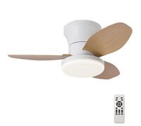 WXPXYBF Ventilador de Techo empotrable de 65 cm con luz, Mando a Distancia, 3 aspas, LED Regulable, Reversible, silencioso para Dormitorio y Sala de Estar.