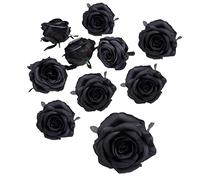 Wxqbjtam 10 Cabezas de Flores Artificiales de Seda para Arreglos Florales Decorativos, Ideales para Centros de Mesa, Bodas Y Cumpleaños, Negro, Individual