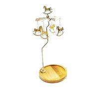 Wxqbjtam Portavelas Giratorio, Soporte para Velas Pequeñas, Decoración de Mesa Hecha de Acero Inoxidable Y Bambú, Adecuada para La Decoración del Hogar Y Fiest, Troyano, Individual