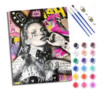 WXRWANG Pintar por Numeros Adultos DIY Pintura por Números Belleza de conejito de grafiti Kit de Pintura al óleo de Lienzo DIY para con Pinceles Pigmento Acrílico 40 x 50cm (Con marco)