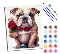 WXRWANG Pintar por Numeros Adultos DIY Pintura por Números Bulldog francés rosa Kit de Pintura al óleo de Lienzo DIY para con Pinceles Pigmento Acrílico 40 x 50cm (Con marco)